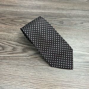 Bruce Baird Black, Burgundy & Grey Check Silk Tie
